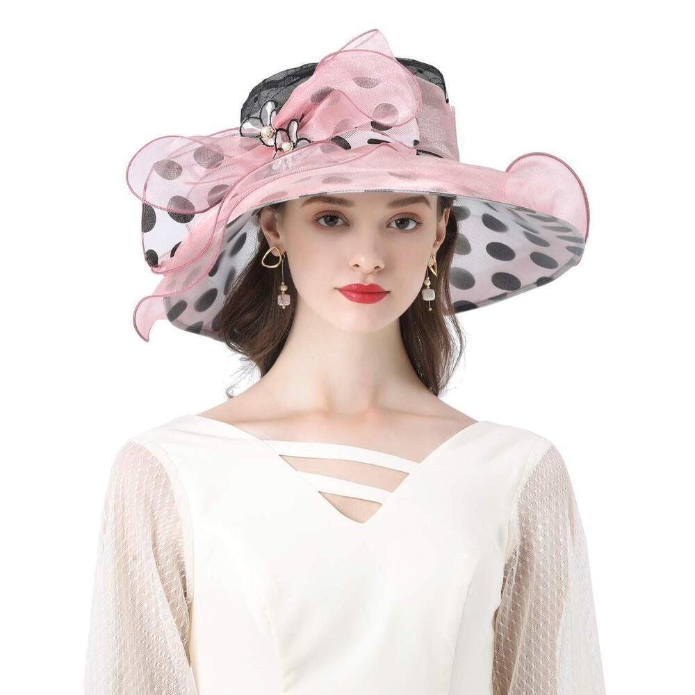2671 Women’s Organza Church Tea Party Wedding Fascinator Hat Uv-anti Wide
